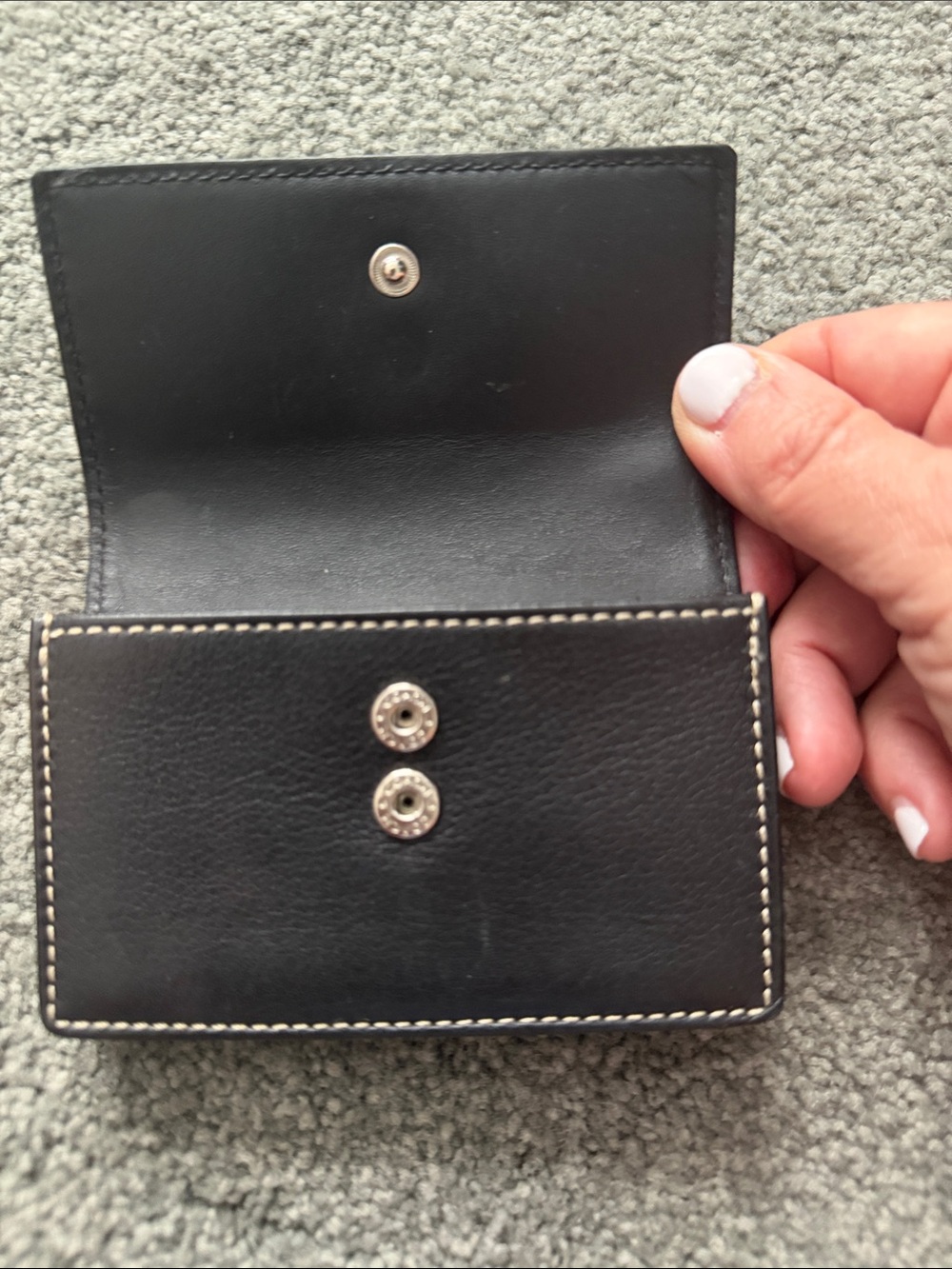 Vintage Coach Black Leather Card Case with White Contrast Stitching - Picture 2 of 6